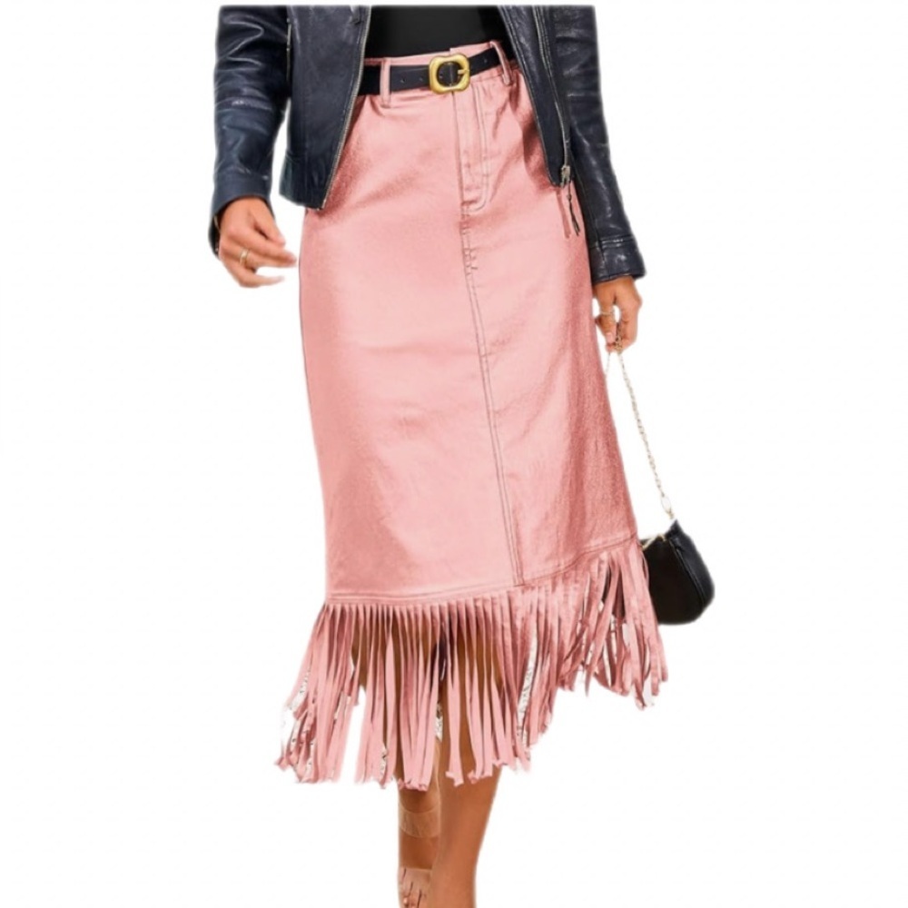 Prettygarden Fringe Party Skirt Shiny Casual High Waisted Shiny, NWT, Size 8